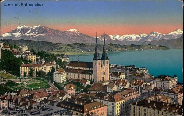 Luzern mit Rigi und Alpen. Vorderseite