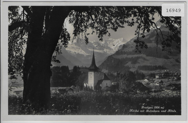 Frutigen - Kirche mit Balmhorn u. Altels