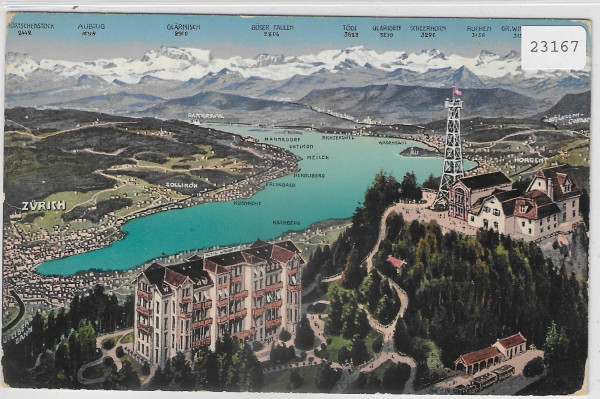 Zürich und der Uetliberg - Litho