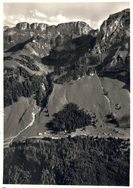 Im Alpstein, Blick auf Bogarten, Berggasthaus Ebenalp Vorderseite