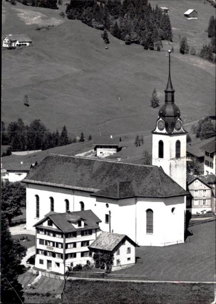 Oberiberg, Gasthaus Hirschen, Flugaufnahme Vorderseite