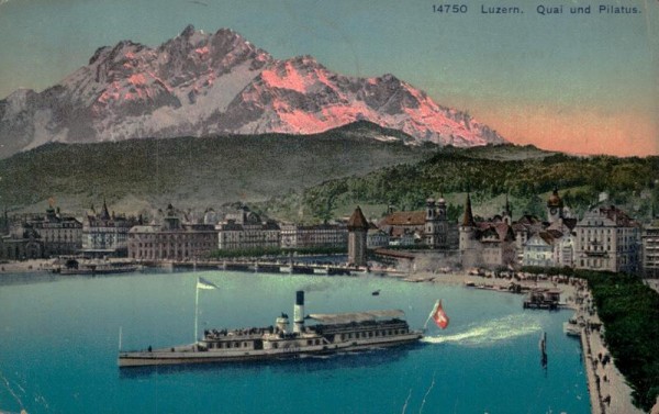 Quai und Pilatus, Luzern um 1909 Vorderseite