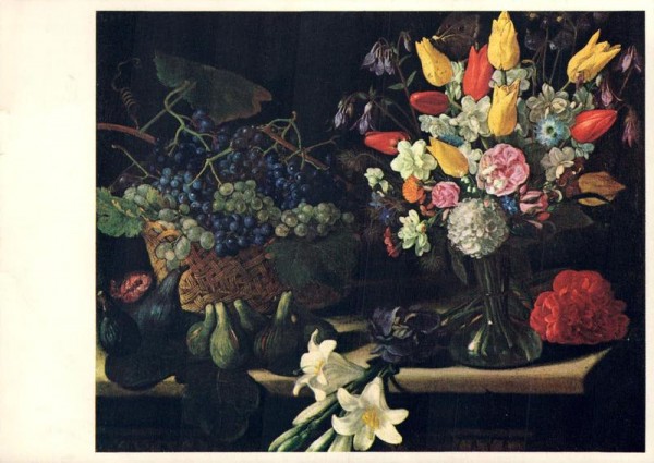 Caravaggesker Meister: Stilleben mit Blumen und Früchten Vorderseite