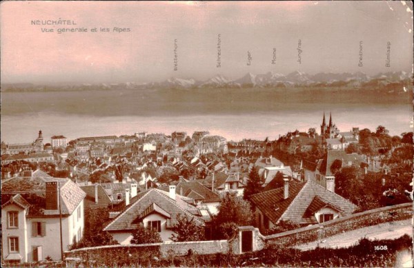 Neuchâtel - Vue générale et les Alpes Vorderseite