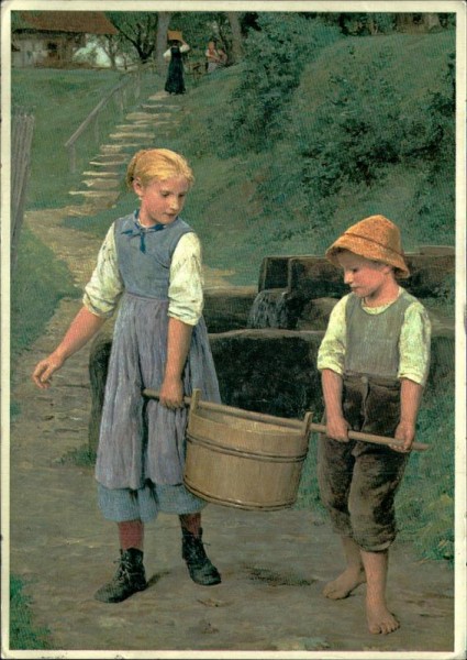 Albert Anker/Wassertragende Kinder Vorderseite