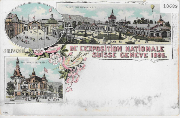 Souvenir de L'Exposition National Suisse 1896 Geneve - Litho