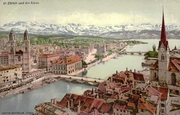 Zürich und die Alpen Vorderseite