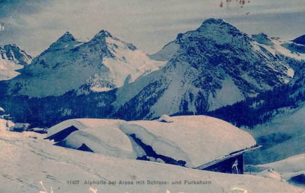 Alphütte bei Arosa mit Schiess- und Furkahorn, 1913 Vorderseite