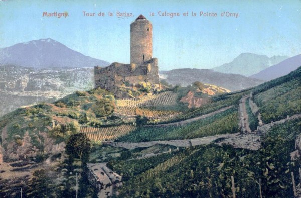 Martigny, Tour de la Batiaz, le Catogne et la Pointe d'Orny Vorderseite