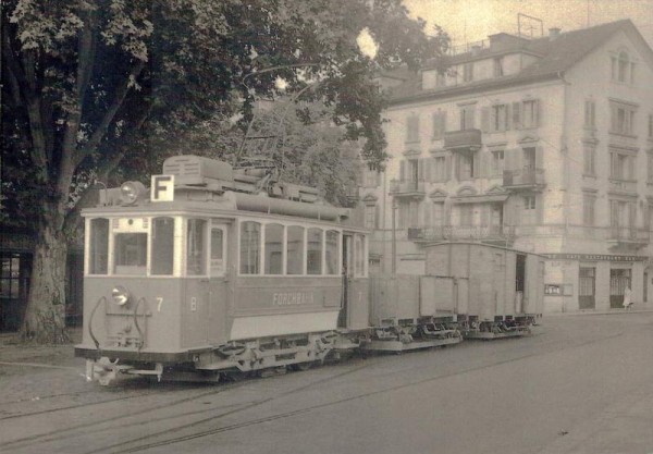 Forchbahn - Stadelhofen, Motorwagen Ce 2/2 7, Postkartenbuch "Bus & Bahn in alten Ansichten" Vorderseite