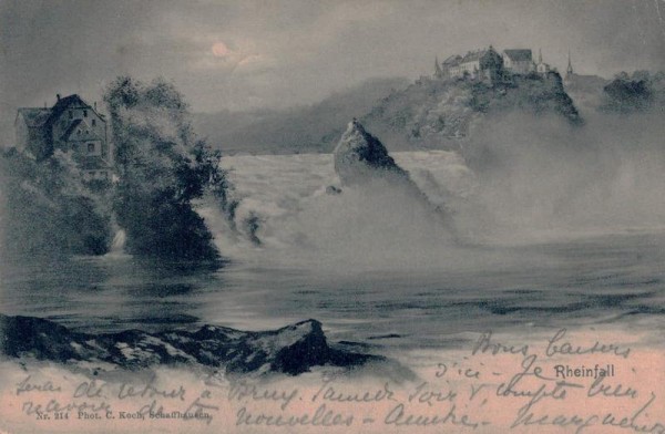 Rheinfall und Schloss Laufen, 1904 Vorderseite