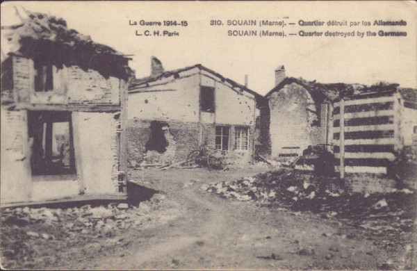 Souain, Quartier détruit par les Allemands, 1915