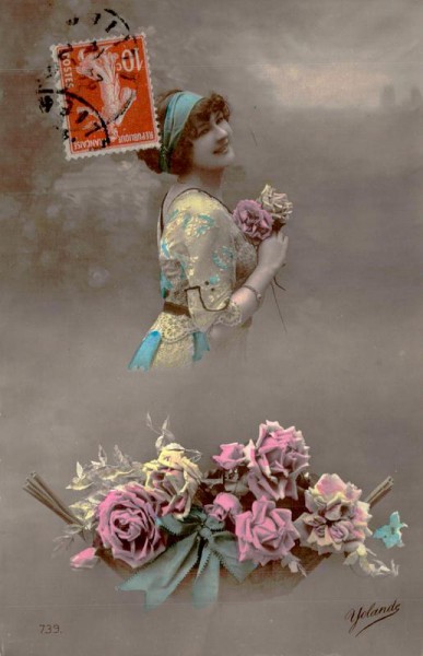 Frau mit Rosen Vorderseite