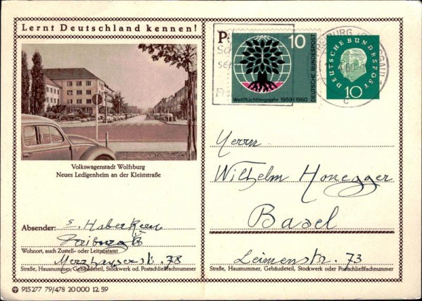 Volkswagenstadt Wolfsburg, Neues Ledigenheim an der Kleiststrasse Vorderseite