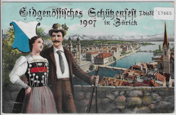 Eidgenössisches-Schützenfest Zürich 1907 Stempel: Eidg. Schützenfest