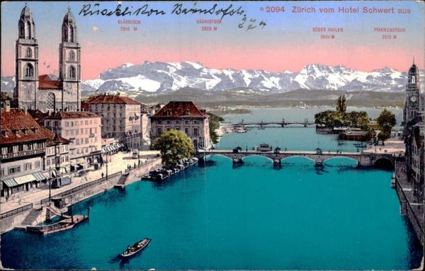 Zürich vom Hotel Schwert aus Vorderseite