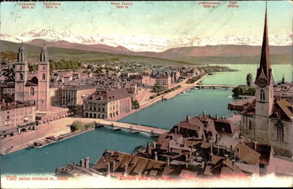 Zürich und die Alpen Vorderseite