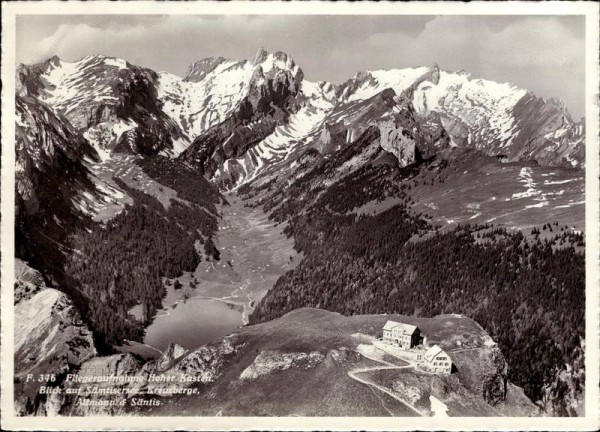 Hoher Kasten, Blick auf Sämtisersee, Kreuzberge, Altmann, Säntis, Flugaufnahme Vorderseite