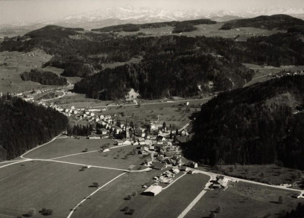 8374 Fischingen TG, Evang. Kirche, Kurhausstr., Itaslenstr./ Säntis Vorderseite