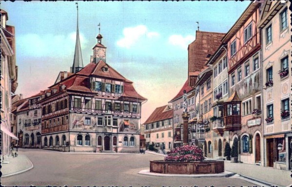 Stein am Rhein - Rathausplatz und Rathaus Vorderseite