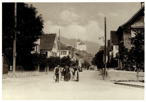 Hauptstrasse in Buchs SG (heute St. Gallerstrasse) um 1905; Reproduktion Vorderseite
