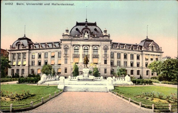 Bern, Universität und Hallerdenkmal Vorderseite