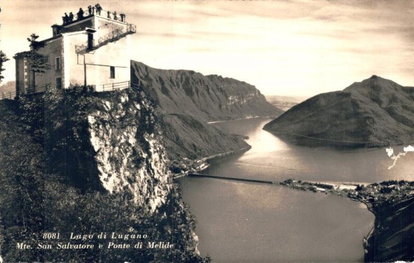 Lago di Lugano. Monte San Salvatore e Ponte di Melide Vorderseite