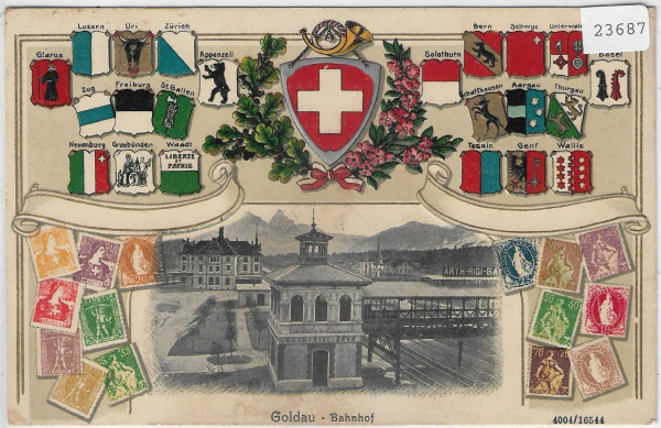 Goldau - Bahnhof - Präge-Litho