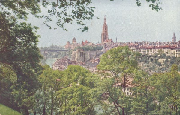 Bern, Generalansicht von Süden mit Kirchenfeldbrücke