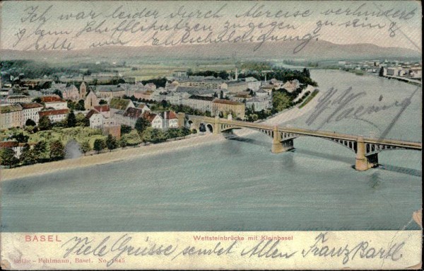 Basel/Wettsteinbrücke mit Kleinbasel Vorderseite