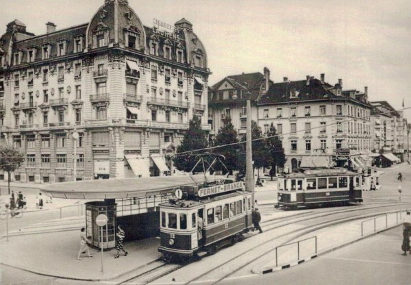 Biel, Motorwagen Ce2/2 12 + 20, Postkartenbuch "Bus & Bahn in alten Ansichten" Vorderseite