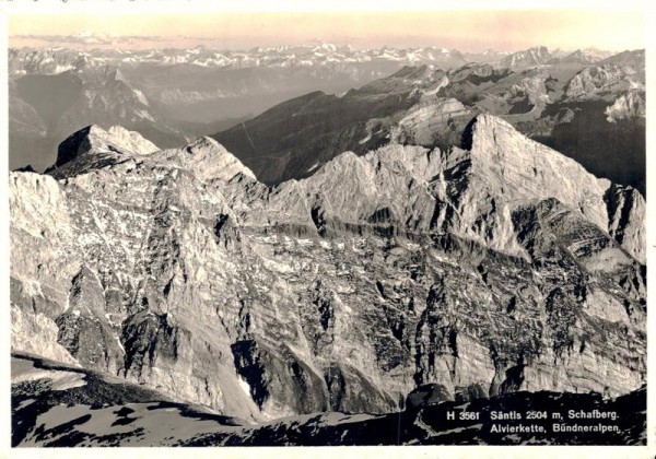 Säntis. Schafberg, Alvierkette, Bündneralpen Vorderseite