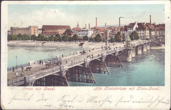 Basel, Alte Rheinbrücke mit Klein-Basel