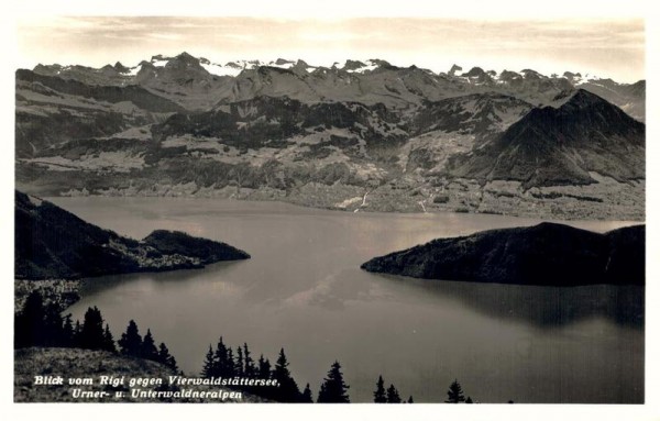 Blick vom Rigi gegen Vierwaldstättersee, Urner- u. Unterwaldneralpen Vorderseite