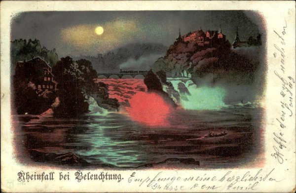 Rheinfall bei Beleuchtung Vorderseite