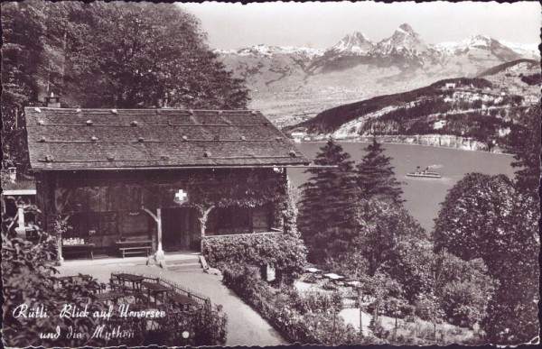 Rütli. Blick auf Urnersee und die Mythen