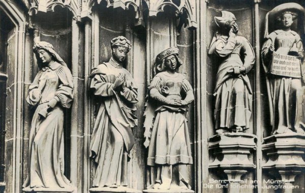 "Die fünf törichten Jungfrauen" am Münster, Bern Vorderseite