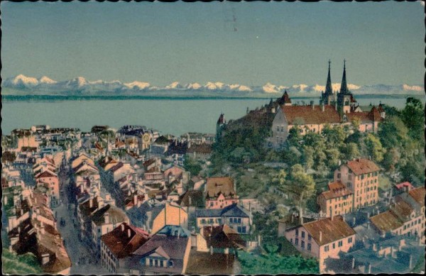 Neuchâtel - Vue générale et les Alpes Vorderseite