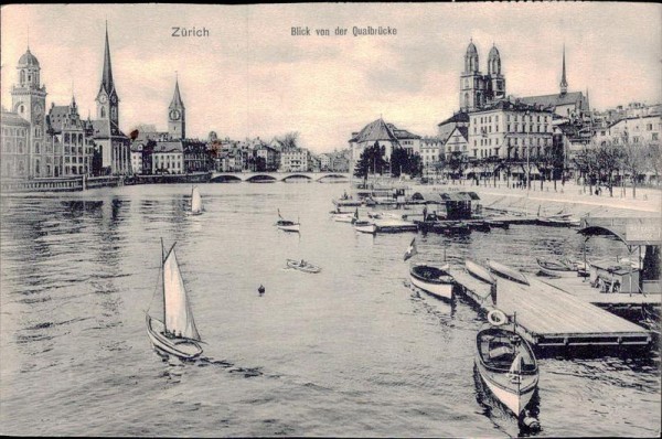 Zürich, Blick von der Quaibrücke Vorderseite