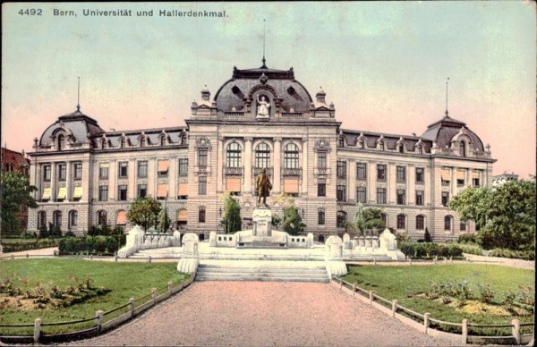 Bern, Universität und Hallerdenkmal Vorderseite