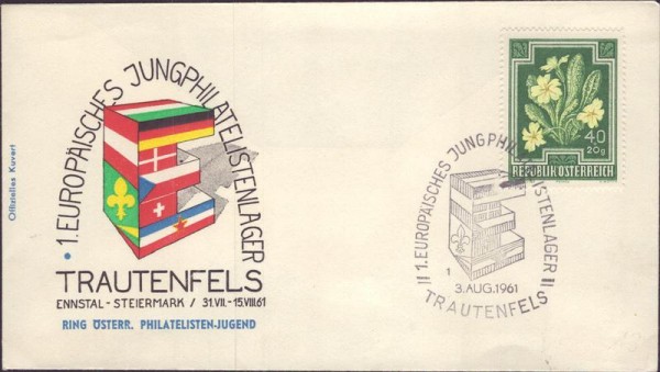 Trautenfels, 1. Europ. Jungphilatelistenlager 1961 Vorderseite