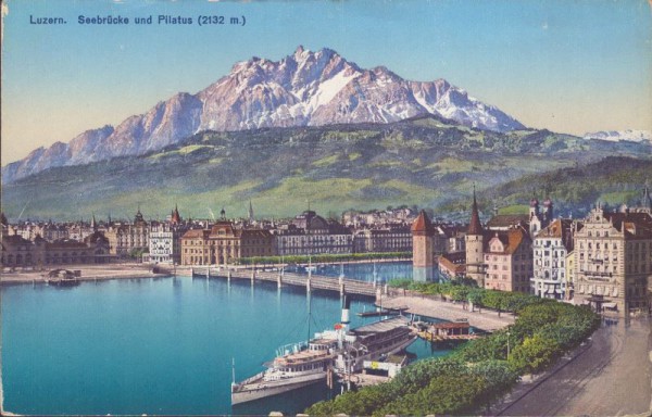 Luzern, Seebrücke und Pilatus