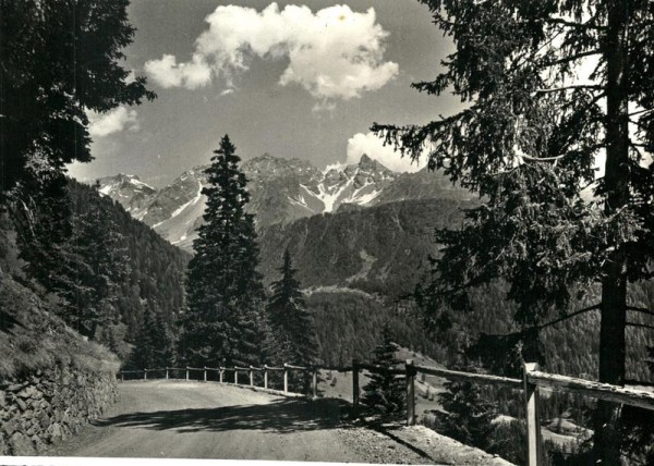 Berninastrasse zwischen La Rösa und Poschiavo. Blick gegen Pizzo del Teo Vorderseite