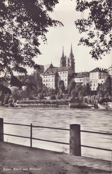 Basel. Rhein mit Münster Vorderseite