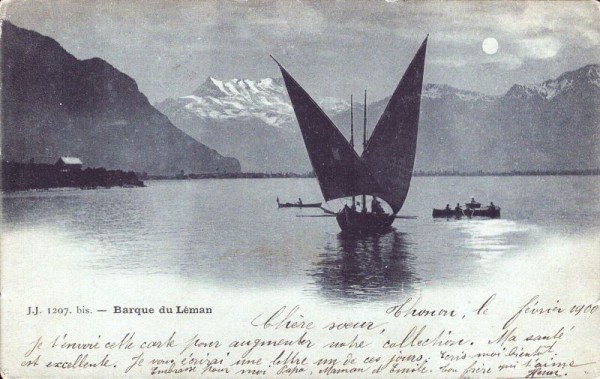 Barque du Léman et les Dents du Midi