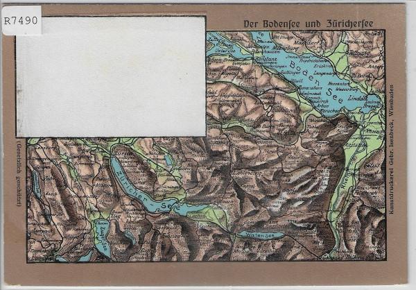 Der Bodensee und Zürichsee - Echt Relief Karte