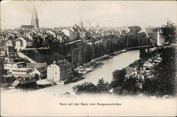 Bern mit der Aare vom Aargauerstalden. Vorderseite