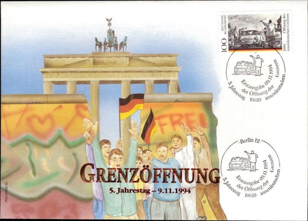 Berlin, Grenzöffnung, 5. Jahrestag 1994 Vorderseite