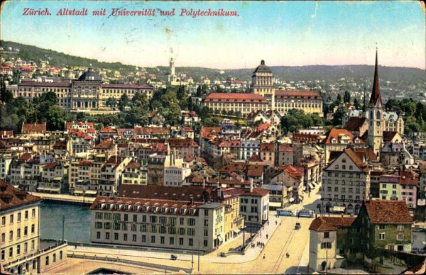 Zürich. Altstadt mit Universität und Polytechnikum Vorderseite