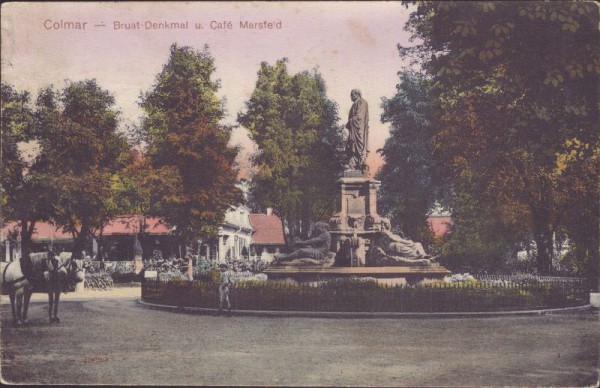 Colmar, Bruat-Denkmal und Café Marsfeld